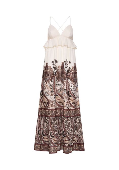 Maxi abito stampato con dettaglio arruffo ACCESS fashion | 63-3372-0061CHOCO
